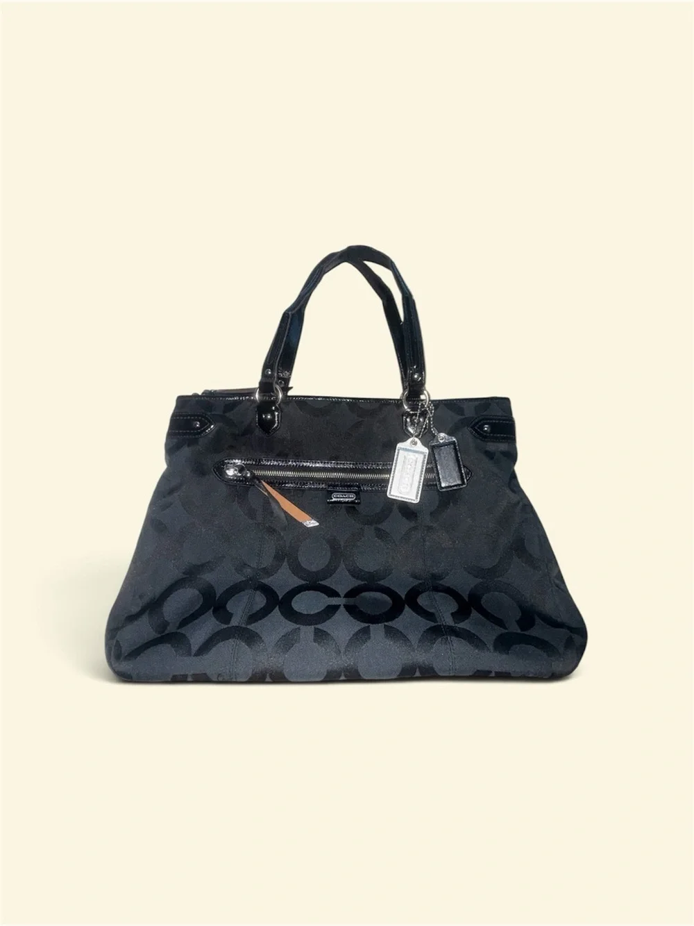 Coach Black Signature Canvas Shoulder Tote